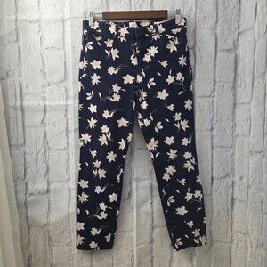 Gap Size 6 Navy Blue Floral Signature Skinny Ankle Summer Casual Pants